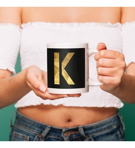 K Harfi Baskılı Porselen Kupa