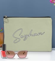 BK Gift Kişiye Özel İsimli-6 Astarlı Portföy Çanta 30x21cm(12 Renk Seçeneği), Baskılı El Çantası, Organizer Çanta (Mint Yeşili)