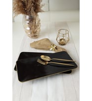 Siyah Gold Siera Kayık Tabak 33 * 17 Cm 2 Adet