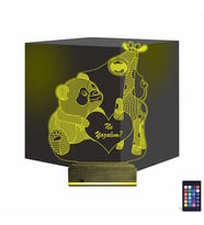 Luvivia Ayıcık Zürafa Kalp Kişiye Özel 3D Lamba - Masa Gece Lambası
