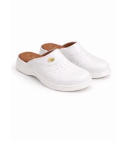 Hipokrat HP650 Hakiki Deri Ortopedik Sabo Terlik Doktor Hastane Aşçı İş Terliği (Beyaz)