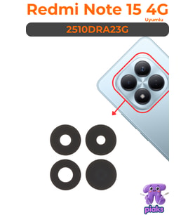 Redmi Note 15 4G Arka Kamera Camı Lensi Yapışkanlı Dış Cam 2510DRA23G Uyumlu