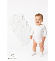BABYDEN'S 3'lü Set Uzun Kollu Beyaz Bebek Zıbın %100 Pamuk  0-3 Ay - 24 Ay  Unisex Çıtçıtlı Body