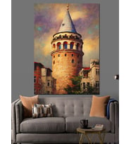 Galata Kulesi Tarihi Manzara Dekoratif Kanvas - Mdf Ahşap Tablo