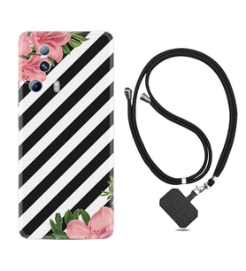 Xiaomi Mi 13 Lite Kılıf Resimli Boyun Askılı İpli Desenli Silikon Strip Flowers 2 1409