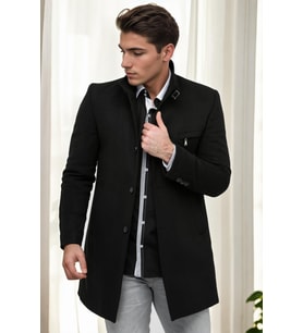 PLT8367 DEWBERRY ERKEK PALTO-SİYAH-2