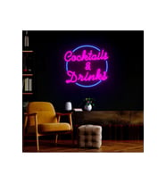 Cocktails & Drinks Yazılı ve Şekilli Neon Tabela