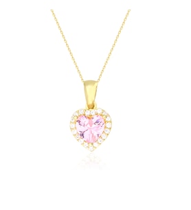 925 Ayar Gümüş Pembe Swarovski Kalp Kolye