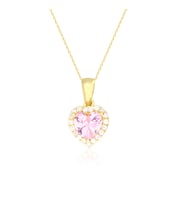 925 Ayar Gümüş Pembe Swarovski Kalp Kolye