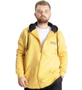 Mode XL Büyük Beden Erkek Sweat Kapşon Focus 23539 Hardal