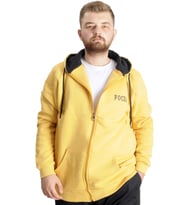 Mode XL Büyük Beden Erkek Sweat Kapşon Focus 23539 Hardal