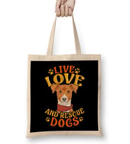 Cute & Funny Live, Love, Rescue Dogs Puppy Owners Bez Çanta Uzun Saplı