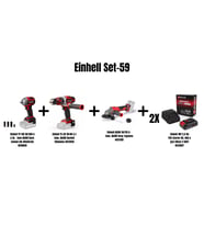 Einhell Set-59(18/350 Darb.Som Sık+18/48 Darb Vid+18/115 Q Akülü Taş+2x18V 2,5 Ah Akü Şarj Cihazı)