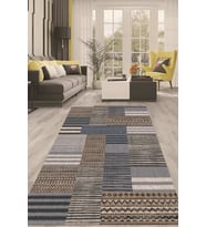 Dijital Kaymaz Taban Yıkanabilir Modern Renkli Salon Halısı Mutfak Halısı Yolluk ND-HT-177 (Mavi)