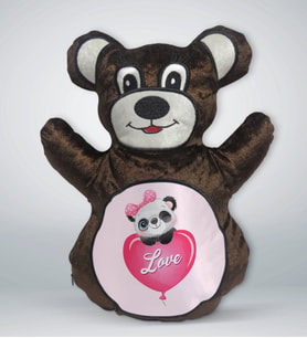 BK Gift Sevimli Panda Tasarımlı Kahverengi Ayıcık Yastık-6