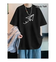 Baskılı Oversize Bisiklet Yaka T-shirt - Siyah