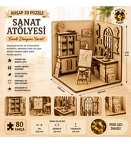 Sanat Atölyesi Ahşap Maket Seti – DIY Miniatür Artist Workshop Peri LED'li 3D Puzzle