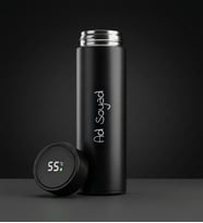 Kişiye Özel İsim Baskılı Dereceli Paslanmaz Çelik Termos Siyah Renk 450ml