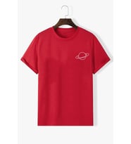 Unisex Saturn Baskılı T-shirt (Kırmızı)