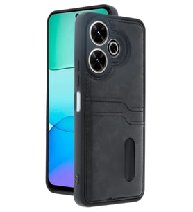Redmi 13 4G Kılıf Sara Kartvizitli Deri Kılıf - Siyah