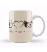 Peace Love Cats Awesome Gift Fashion    Peace Love cats Funny Summer Female Kupa Bardak Porselen