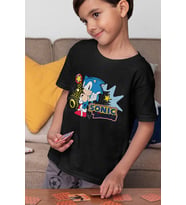 Unisex Sonic The Hedgehog Baskılı Çizgi Film Çocuk Tişört (1-12 YAŞ)