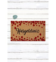 Gül Yapraklı Tasarım Hoşgeldiniz Kapı Paspası Koko Paspas Dış Kapı Paspası Kıl Paspas