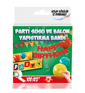 Parti Süsü ve Balon Yapıştırma Bandı Kolay Sökülür İz Bırakmaz Şeffaf 100AD