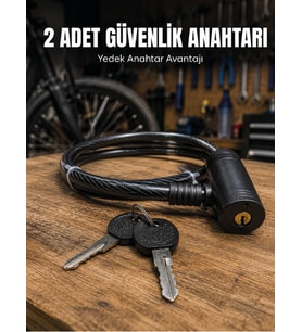 12 Mm Çelik Halat Bisiklet Kilidi 80 Cm Anahtarlı Güvenlik Kilidi Pvc Kaplamalı Scooter Elektrikli