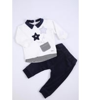 Babyhola Kız Erkek Bebek Alt Üst Kadife Takım 218025 (Lacivert)