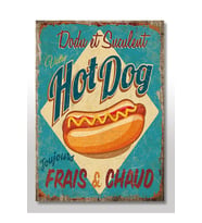 50cmX70cm Ahşap Tablo Hot Dog Sosisli Afiş Baskılı