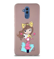 Huawei Mate 20 Lite Soft Premier Kapak Vespagirl Tasarımlı Silikon Kılıf - Pudra (Şeffaf)