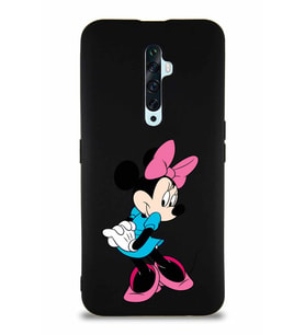 Oppo Reno 2Z Soft Premier Kapak Minnie Mouse-F Tasarımlı Silikon Kılıf - Siyah (Şeffaf)