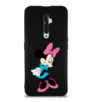 Oppo Reno 2Z Soft Premier Kapak Minnie Mouse-F Tasarımlı Silikon Kılıf - Siyah (Şeffaf)