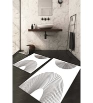 Dijital Baskılı Kaymaz Taban Yıkanabilir 2'li Klozet Takımı Banyo Paspası NDKZ-HS-556 (Beyaz)
