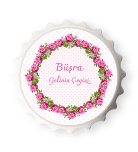 Kişiye Özel Gelin Çeyizi Çiçekli Magnet - 10 Adet Set