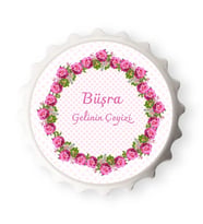 Kişiye Özel Gelin Çeyizi Çiçekli Magnet - 10 Adet Set