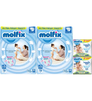 Molfix Bebek Bezi 5 Beden 11-18 KG Junior 156 Adet Ekonomik Ultra Fırsat Pk+6 Adet Islak Mendil