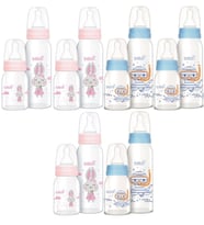 Bebsi Cam Biberon Seti (Mavi - Pembe) (250ML+125ML) (Karma 6 Lı Set)