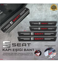 Seat  Logolu Karbon Kapı Eşiği Koruyucu Suni Deri 4'lü Set