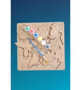 Çocuklar İçin Zeka ve Beceri Geliştiren Kanatlılar Ahşap Boyama Puzzle Seti