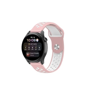Watch 22mm Spor Delikli Kordon - Pembe-beyaz
