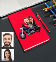 Kişiye Özel Motorcu Çift Tasarımlı Karikatür Defter Ve Kalem Seti 62