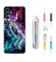 Samsung A23 A31 A32 A50 A51 A52 A53 A70 Kılıf Kablo Koruma Spiral Silikon Astronot Signs 1753