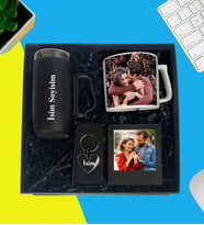 Kişiye Özel Premium Kutu Kulplu Termos Bardak Metal Kalp Anahtarlık Çay Ve Nescafe Fincanı Ahşap Siyah Fotoğraflı Masaüstü Çerçeve