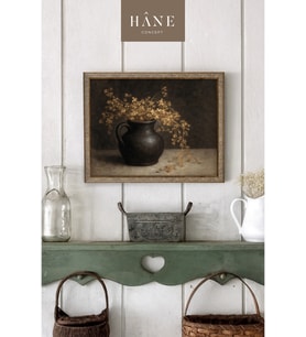 Vintage Vazo ve Çiçek Tablosu, Rustik Farmhouse Tarzı Sanatsal Baskı, Hane Concept Tablo