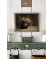 Vintage Vazo ve Çiçek Tablosu, Rustik Farmhouse Tarzı Sanatsal Baskı, Hane Concept Tablo