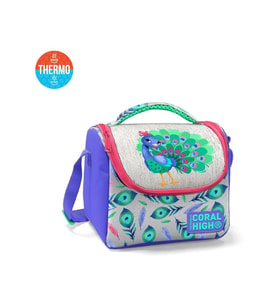 Coral High Kids Gümüş Lavanta Tavus Kuşu Desenli Thermo Beslenme Çantası 11869