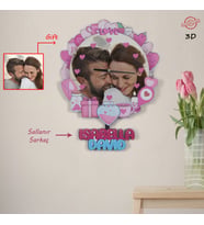3 Boyutlu Sevgi ve Aşk Temalı Sarkaçlı Duvar Saati Sevgililer Günü BASKILI ve KİŞİYE ÖZEL