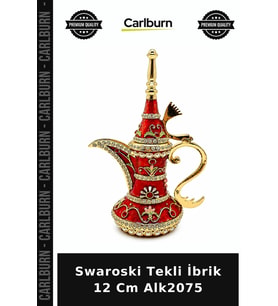 Özel Üretim Dekoratif Hediyelik Koleksiyon Gümüş Aksesuar Swaroski Tekli İbrik 12 Cm Alk2075
